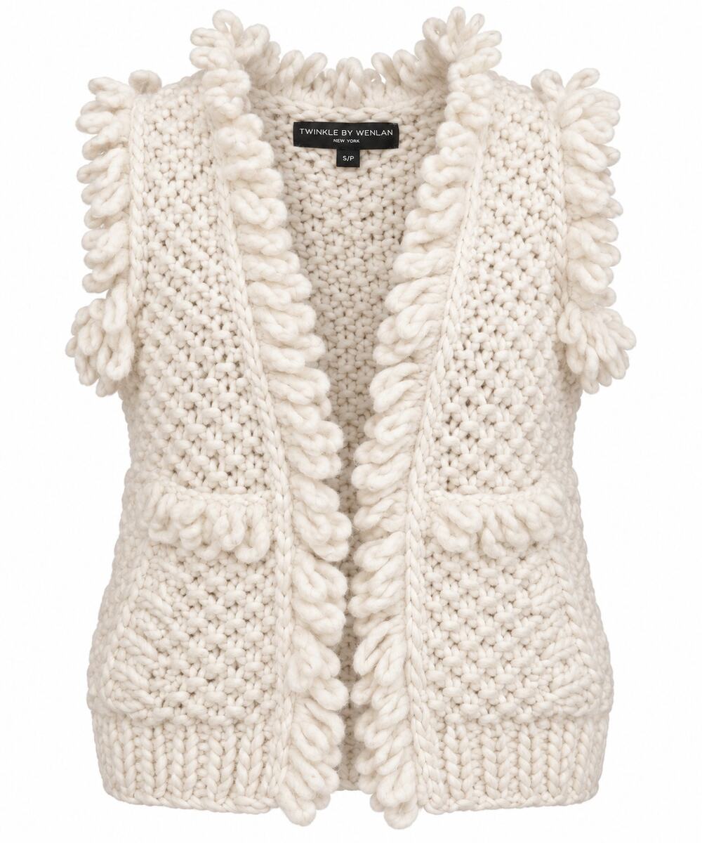 Twinkle by Wenlan Anthropologie Boho Chunky Wool Fringe Sweater Vest S/M